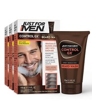 Just for Men Control GX Grey Reducing Beard Wash Shampoo Color Hair Pack of 3