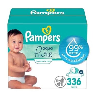 Pampers Aqua Pure Sensitive Baby Wipes, 99% Water, Hypoallergenic, Unscented,