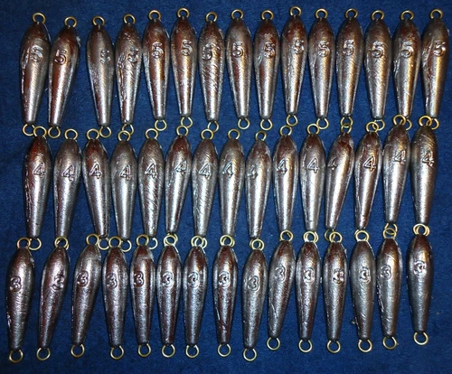 3/4 1 1-1/2 1- 3/4 2 3 4 5 6 OZ 8 OZ 10 OZ INLINE SINKERS TORPEDO TROLLING  