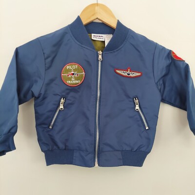 Blueberi Boulevard Jacket Size 3T Blue Bomber Pilot In Training