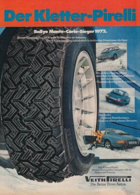 Pirelli Reifen - Reklame Werbeanzeige Original-Werbung 1972 (4)
