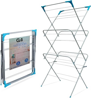 G4GADGET 3-stufiger Wäscheständer Trockenständer - 24 Stangen, faltbar Indoor Outdoor