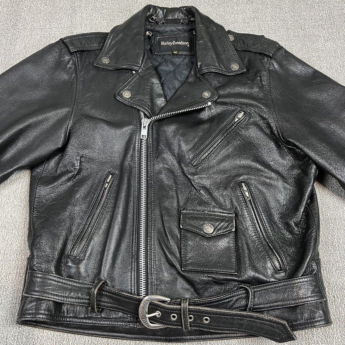 革*ー様 90s Harley-Davidson A-2 leather jkt Harley Davidson vintage black leather biker jacket 90-089