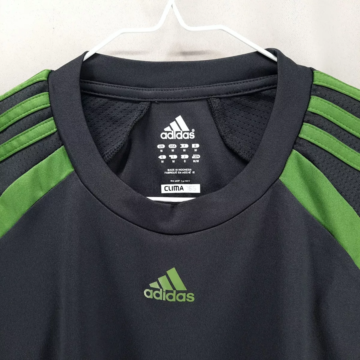 Adidas T-Shirt Mens M Gray Green Crew Neck 3 Stripe Center Logo eBay