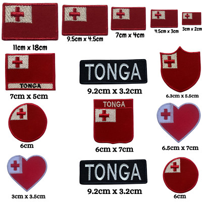 Tonga Nationalland verschiedene Größen Flagge Bügelbild Patch gesticktes Abzeichen