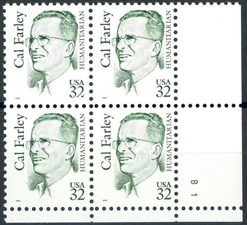 CAL FARLEY Plate Block of 4 Plate 1 MNH Scott's 2934 Var Positions Available - Picture 2 of 2
