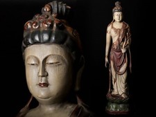 Japanische, Japan, Holz Statue Buddha Statue Kannon Bodhisattva 92cm