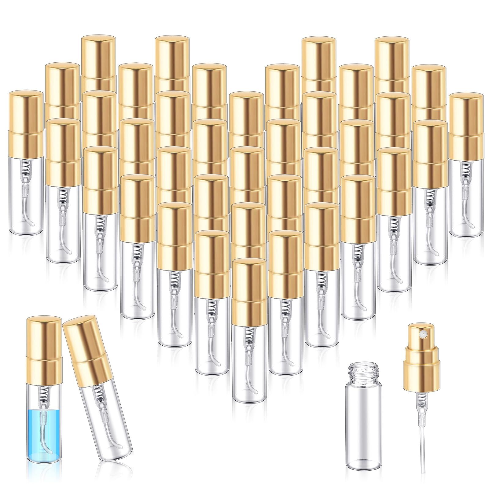 Zhehao 50 Pcs Mini Spray Bottles Clear Glass Perfume Bottles Refillable Fine ...