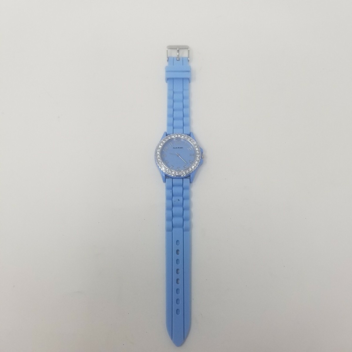Narmi Blue Rubber Strap & Face Gemmed Bezel Easy To Read  display picture 2