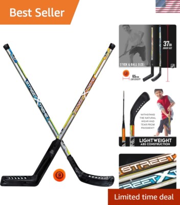 Junior Street Hockey Set   34'' Player & Goalie Sticks with Roller Hockey Ball