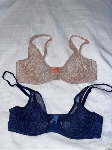 Lot Of 2 Victoria’s Secret Bra 34C Demi Lace Embroider Lined UW - Picture 2 of 3
