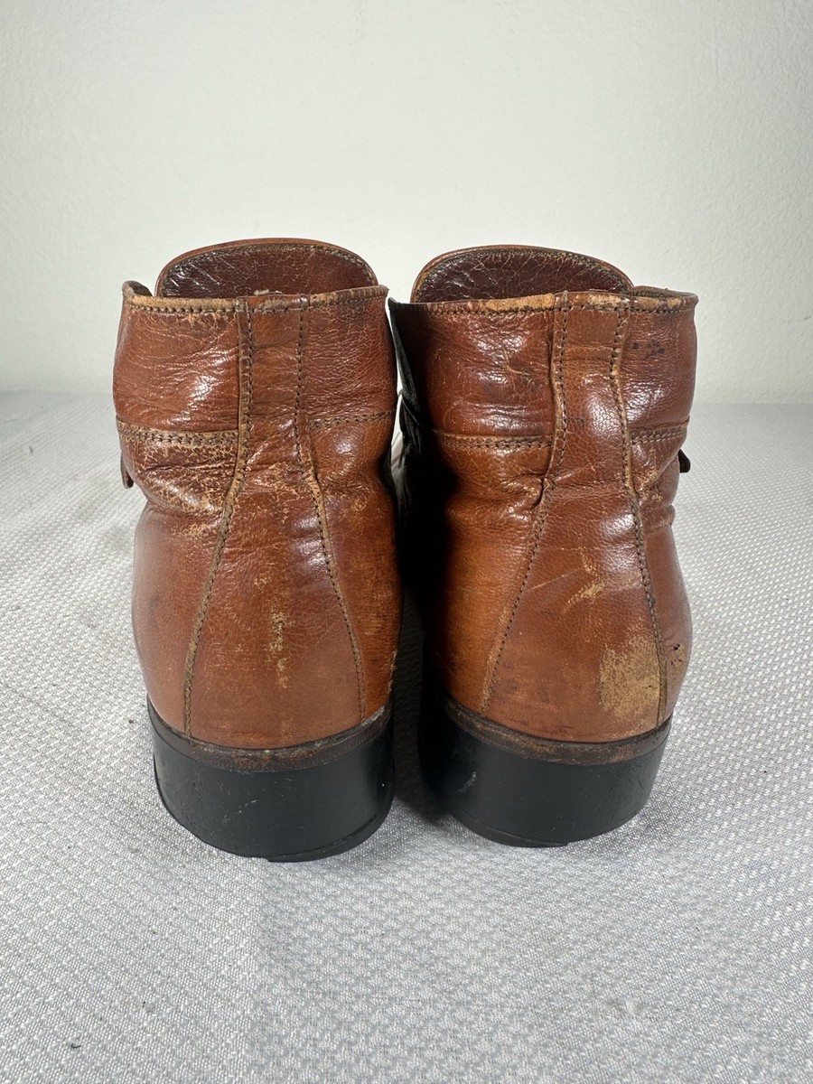 Florsheim Imperial Brown Leather Monk Strap Ankle Boots with Gold Buckle Vintage Florsheim Imperial Brown Leather Ankle Boots Monk  main image 2