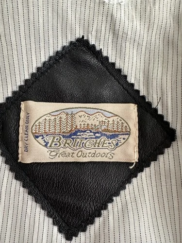 Vintage 90s Britches Great Outdoors Smooth Black Leather Harrington Jacket - Lg image 8