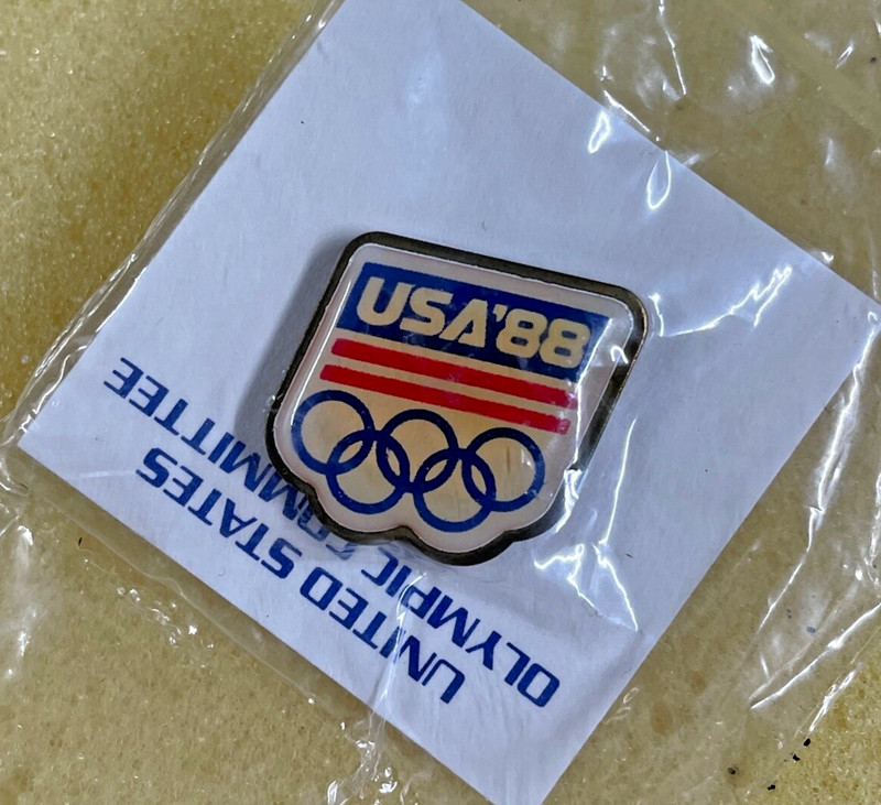 USA '88 OLYMPICS RING PIN 3/4" PIN OLYMPIC COMMITTEE PIN