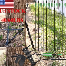 60" RH Foldable Bow 40/60lbs 12pcs Carbon Arrows Set for Archery Hunting Target