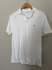 AllSaints Vidal Polo Shirt Mens Sz Extra Large White Cotton Short Sleeve Casual