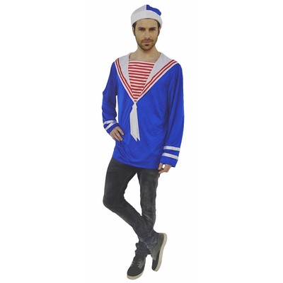 Matrosen Shirt & Hut / Karneval Fasching Theater JGA Seemann Herren Kostüm S/M