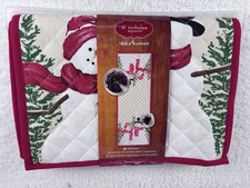 St Nicholas Square Reversible Christmas Holiday Table Runner NEW Snowmen 36"