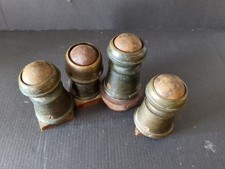 SET OF 4 ANTIQUE BRASS CHAIR CASTERS WITH STEEL BALL ROLLING FEET *