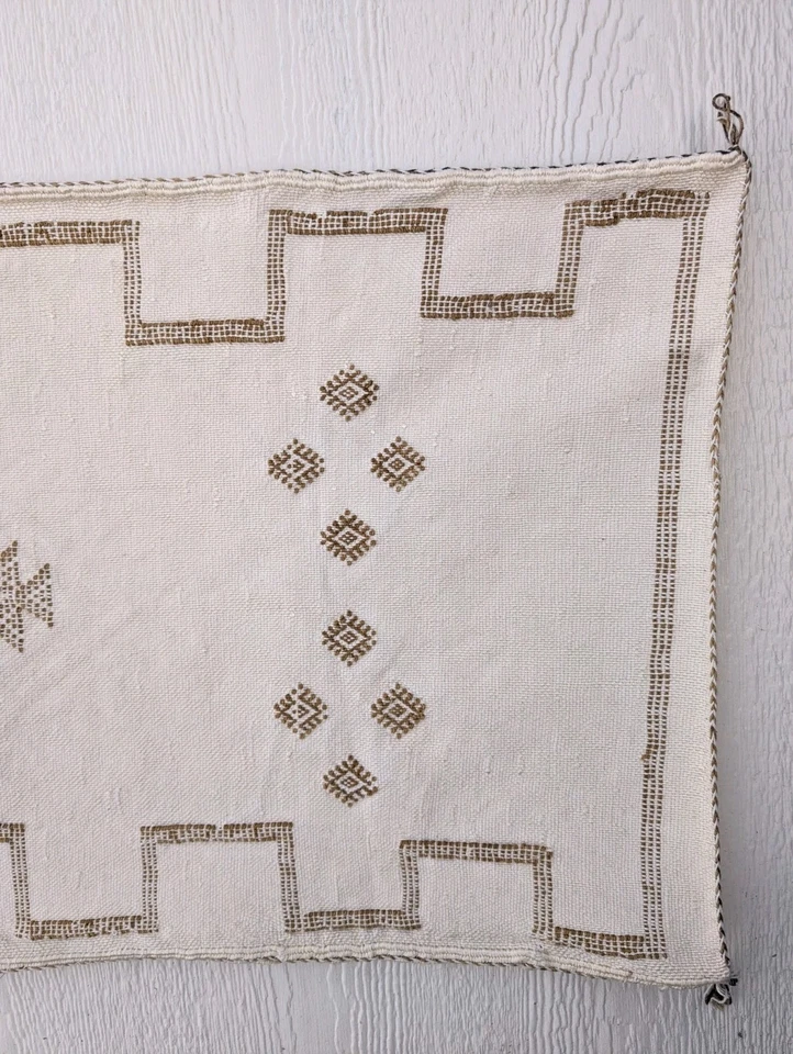 Funda de almohada lumbar de seda de cactus neutro marroquí 38x18 tejido a mano cojín boho Foto 2 de 4