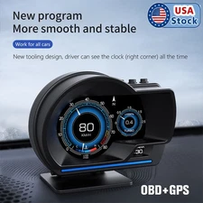 3-inch HUD OBD2+GPS car head up digital display speedometer  MPH overspeed alarm