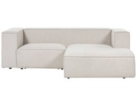 2-Sitzer Ecksofa L-FöRmig Beige Mit Chaiselongue Links Breite Armlehnen Vernon