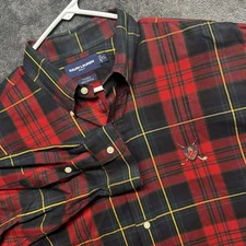 Vintage Polo Ralph Lauren Golf Button Down  Shirt Men’s XL Tartan Plaid Crest