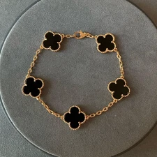 clover bracelet 925 silver rose gold plated 15mm clover 5 motifs bracelet