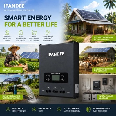 60A MPPT Solar Charge Controller for 12V/24/36/48V Battery Regulator Max.PV 200V