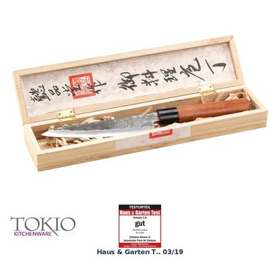 TokioKitchenWare Santoku Allzweck-Küchenmesser, handgefertigt, mit Echtholzgriff