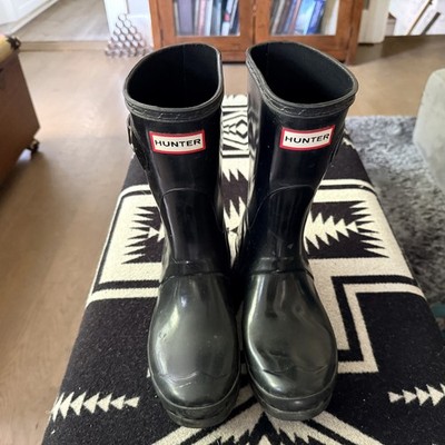 Hunter Original Short Gloss Black Rubber Rain Boots Women's US Size 7 UK 5
