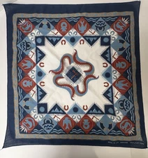 VTG Wamcraft Native American Aztec Western Bandana Hankerchief  21"x21" USA  FS!