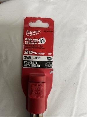 New Milwaukee 7/8  x 21  OAL, MX4 4-Cutter SDS MAX Rotary Drill Bit 48-20-3946