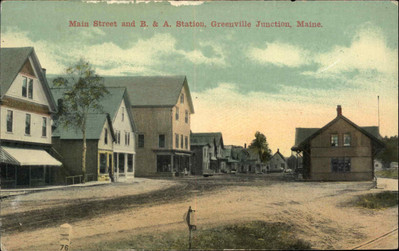 Greenville Junction Maine ME Train Station Depot Railroad B&A c1910 Postcard
