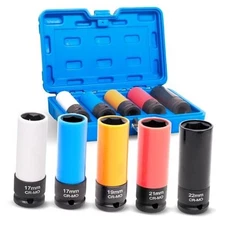 5 PCS 1/2 inch Drive Lug Nut Socket Set, Impact Flip Socket Set Non-Marring 