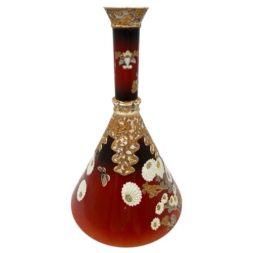 Antique Meiji Japanese Kinkozan Sobei Art Vase Kinrandé Gold Bracade Crysanthemu - Picture 4 of 13