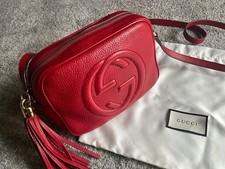 Authentic Gucci Soho Disco Red Leather Crossbody Bag