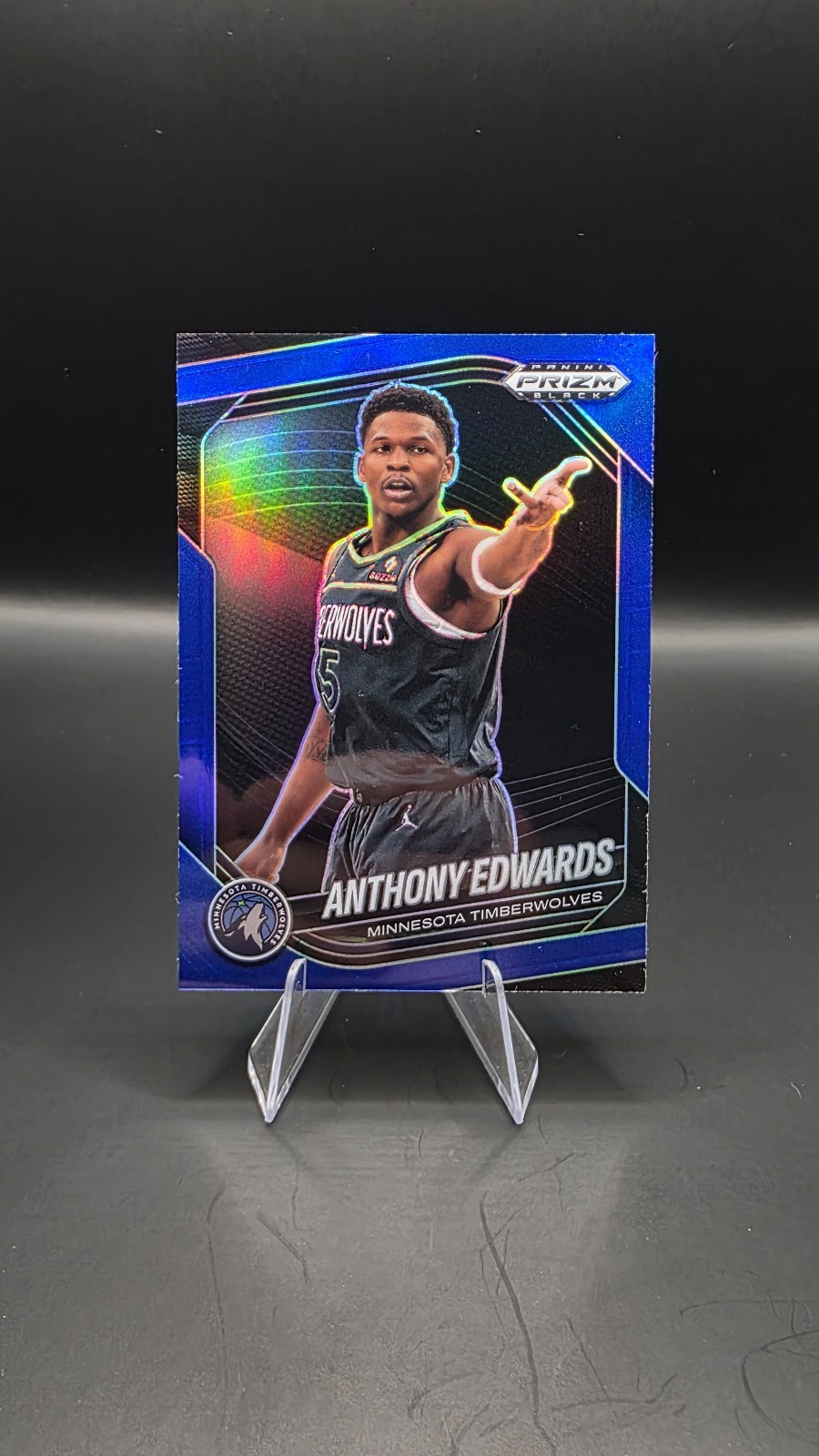 2024-25 Panini Prizm Black Anthony Edwards Blue Prizm #/199 #17