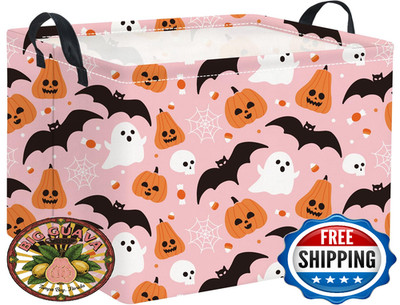 TIBAOLOVER Rectangular Pink Halloween Baby Kids Storage Basket Toy Organizer
