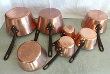 7 Casseroles Windsor Cuivre épais étamé Série Spéciale VILLEDIEU,Les Ateliers du