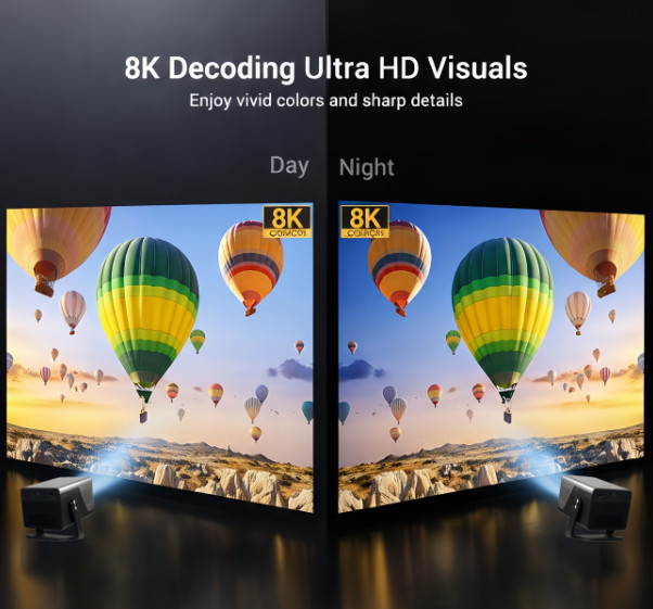 Projecteur intelligent 8K Android 14 Home Cinéma WiFi 6 Noir