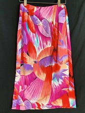 Vintage 1980s Abstract Floral Wrap Skirt:  Melrose Sz7/8  - Rayon -