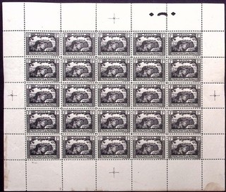 MONACO: anni '20 circa completo 5 x 5 fogli 1Fr Roccia Nera di Monaco Esempi mai usati