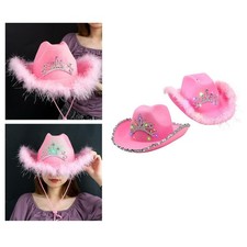 Western Style Pink Cowboy Hat with Tiara Cowgirl Hat Cowboy Caps Holiday Costume