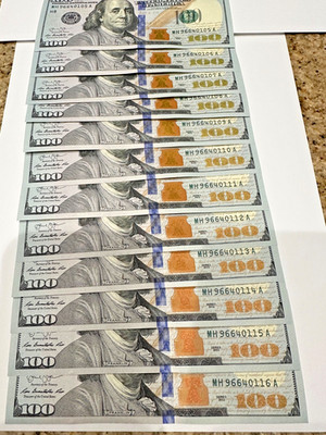 Uncirculated Sequential Crispy $100 BU- 2013 A (1) One Hundred Dollar Bill note