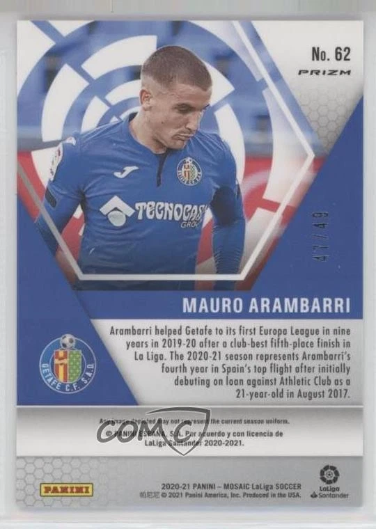 2020-21 Panini Mosaic La Liga Purple Mosaic Prizm /49 Mauro Arambarri #62 - Image 2 of 2