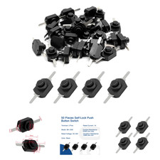 50pcs Micro Latching ON OFF Switch DC 30V 1A for Flashlight Lamp Wall Outlet