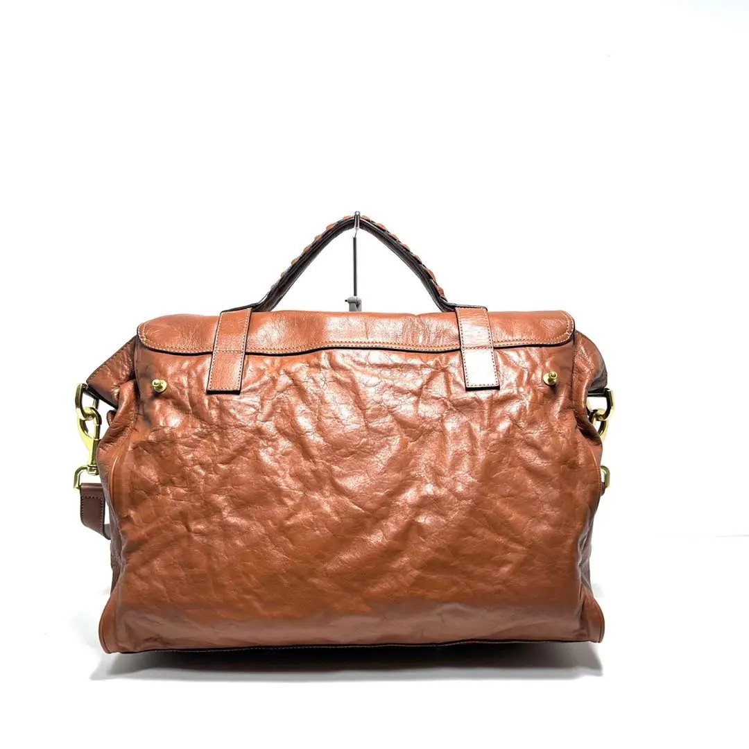 Mulberry Alexa Brown Leather 2way Handbag Shoulder Bag Turn Lock
