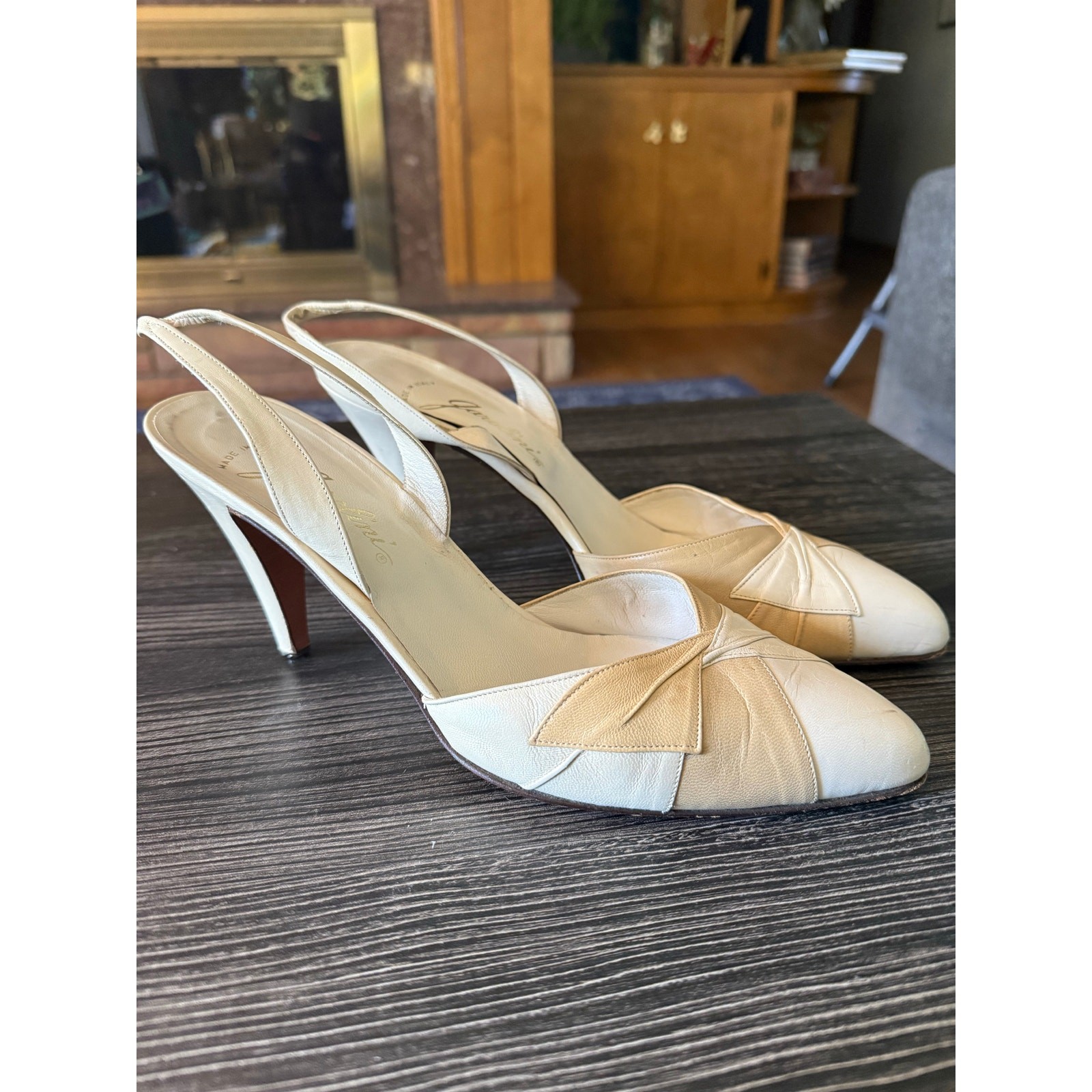 Vintage Jarolini Leather Patchwork Slingback Heel… - image 8