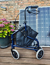 CareCo 4-Wheel Rollator Walker, Handbrakes, Storage Compartment, Blue